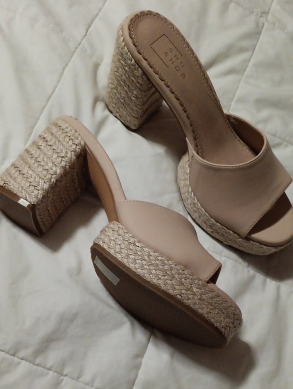 ShuShop  Espadrille Platform Mule Heels